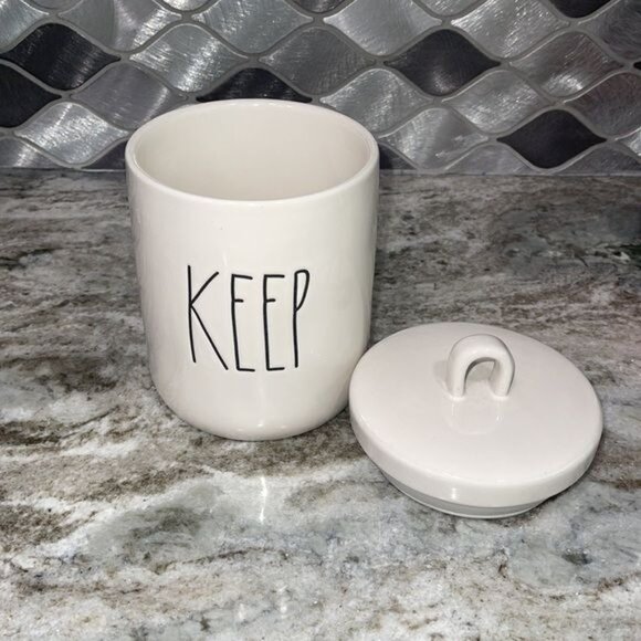 Rae Dunn White Ceramic “Keep” Canister With Lid - Picture 2 of 3